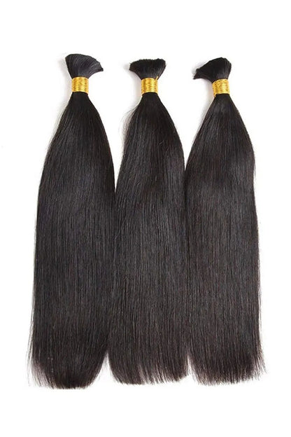 Double Drawn Straight Bulk Human Hair For Braiding