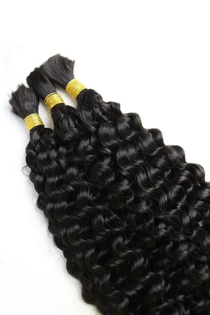 Double Drawn Water Wave Bulk Hair For Braiding Natural Black