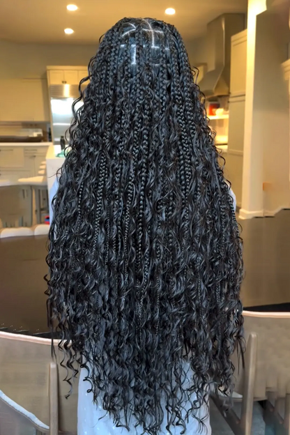 Double Drawn Water Wave Bulk Hair For Braiding Natural Black