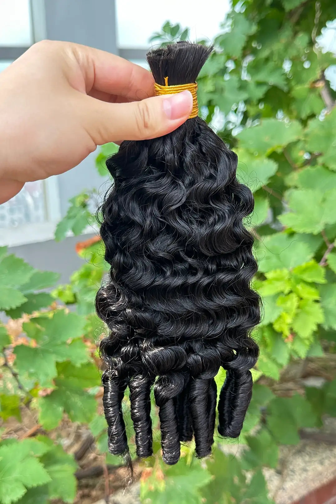 Double Drawn Burmese Curly with Spiral Curls Ends Bulk Hair BU67