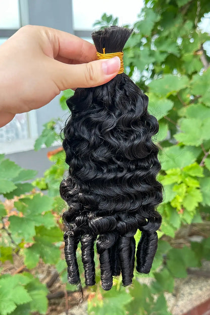 Double Drawn Burmese Curly with Spiral Curls Ends Bulk Hair BU67