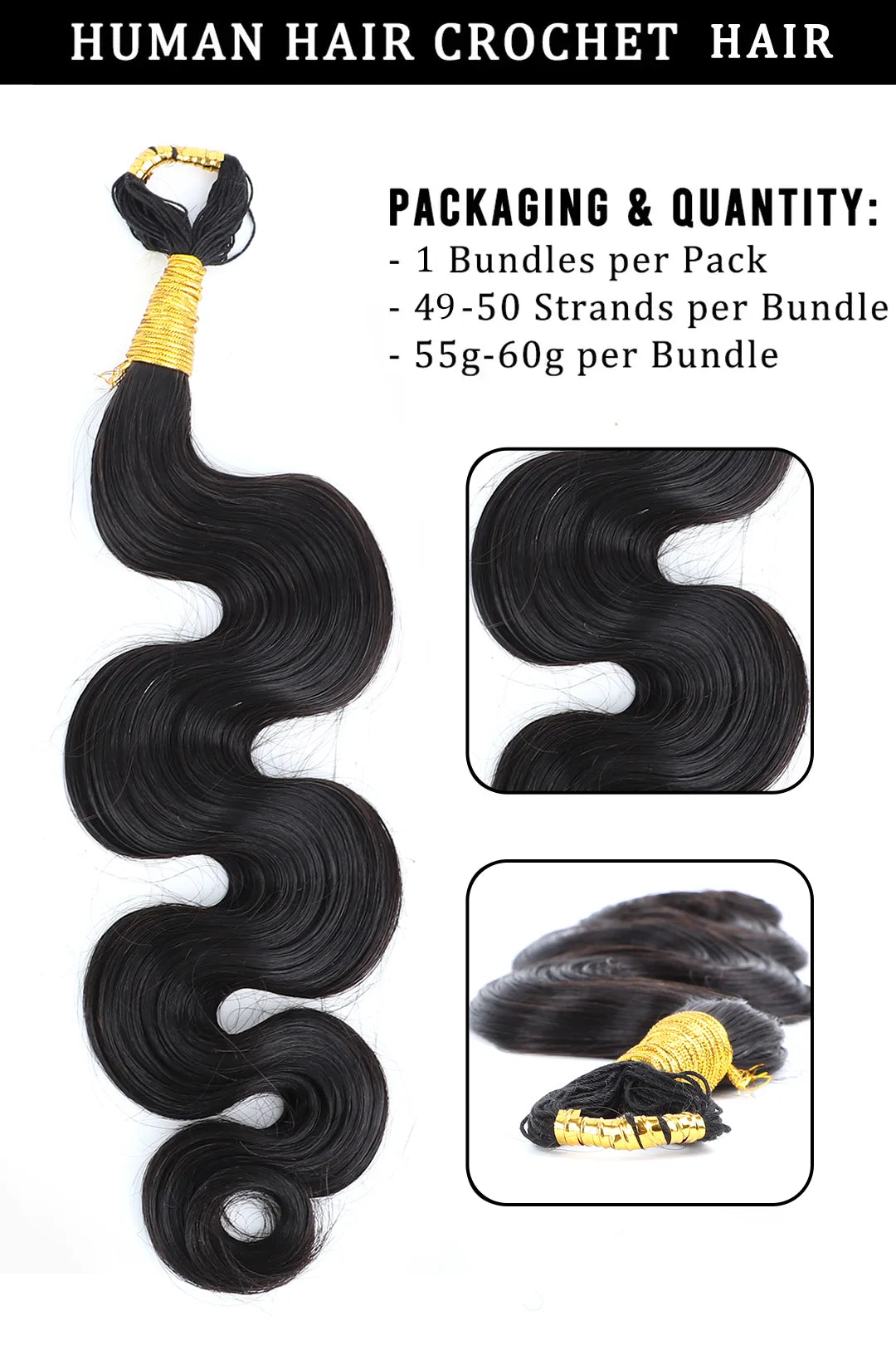 Double Drawn Braiding Feather Crochet Hair Body Wave