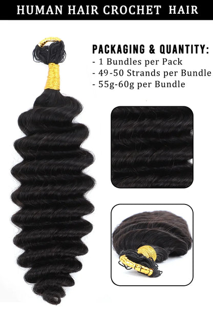 Double Drawn Braiding Feather Crochet Hair Deep Wave