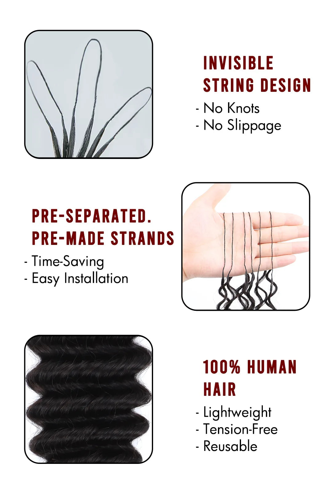 Double Drawn Braiding Feather Crochet Hair Deep Wave