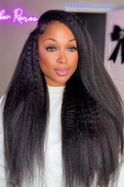 Double Drawn Feather Crochet Hair Extension Kinky Straight Human Hair Double-Strand