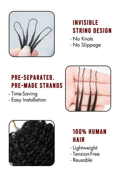 Double Drawn Feather Crochet Hair Extension Afro Kinky Curly Human Hair Double-Strand