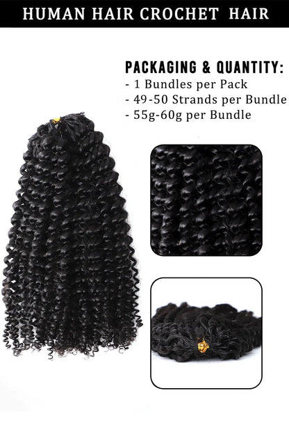 Double Drawn Feather Crochet Hair Extension Afro Kinky Curly Human Hair Double-Strand