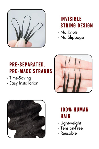 Double Drawn Feather Crochet Hair Extension Body Wave Human Hair Double-Strand