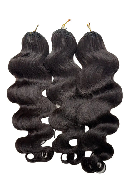 Double Drawn Feather Crochet Hair Extension Body Wave Human Hair Double-Strand