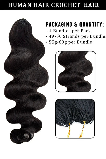 Double Drawn Feather Crochet Hair Extension Body Wave Human Hair Double-Strand