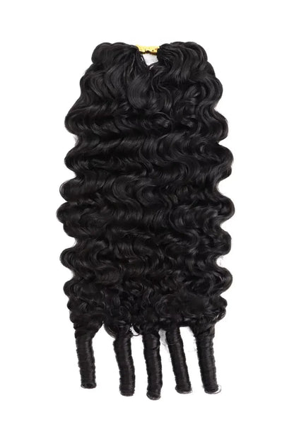 Double Drawn Feather Crochet Hair Extension Burmese Water Curly Human Hair