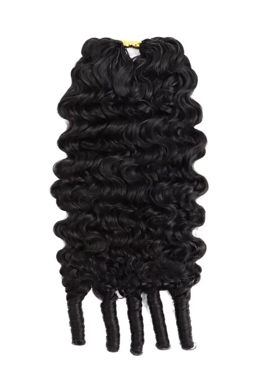 Double Drawn Feather Crochet Hair Extension Burmese Water Curly Human Hair