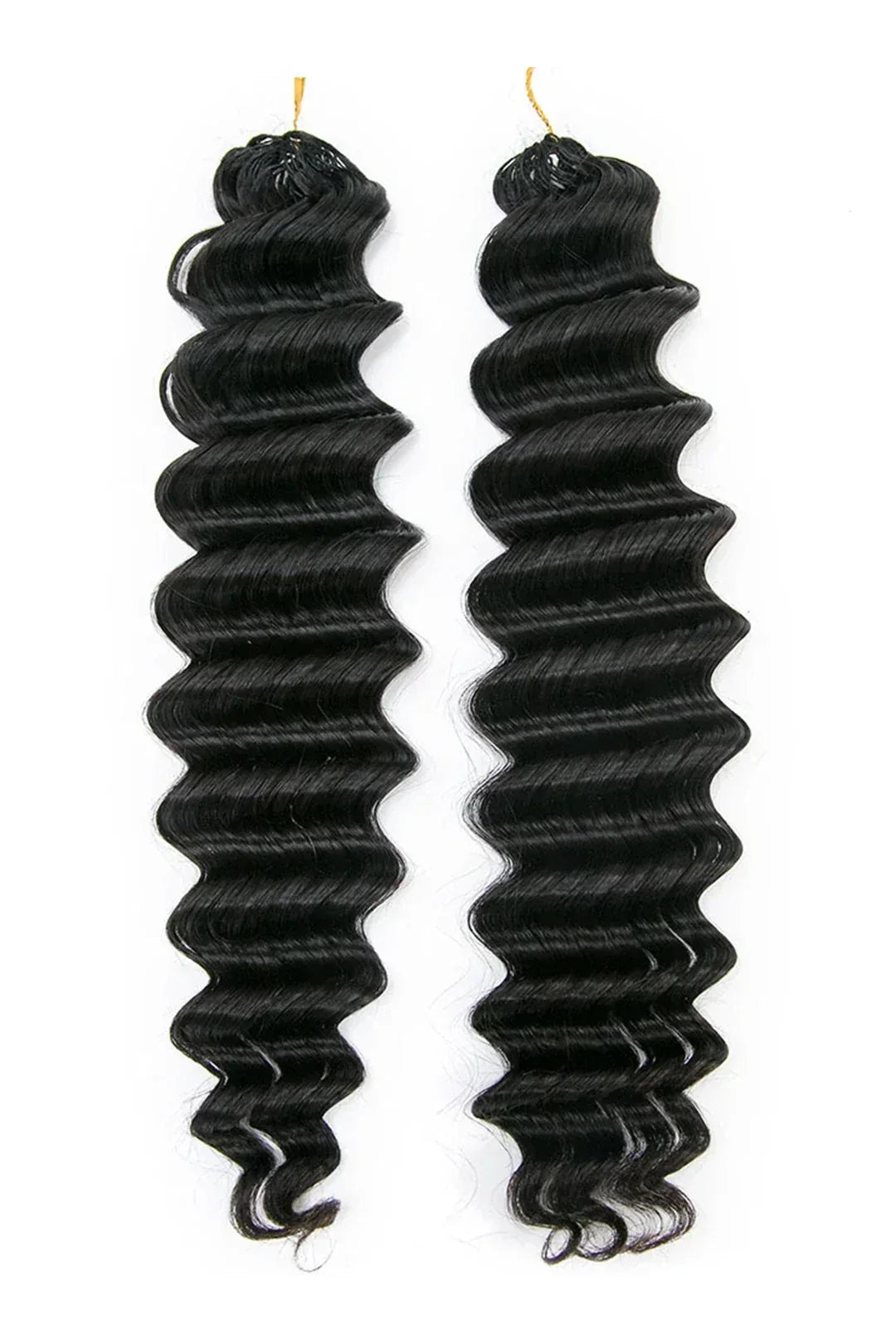 Double Drawn Feather Crochet Hair Extension Deep Wave Human Hair Double-Strand