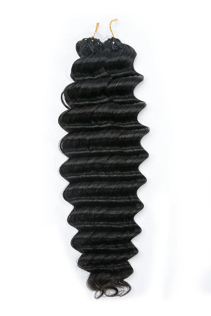 Double Drawn Feather Crochet Hair Extension Deep Wave Human Hair Double-Strand