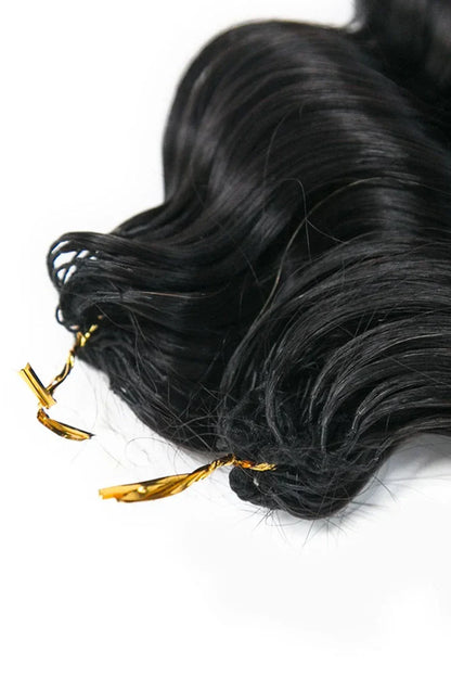 Double Drawn Feather Crochet Hair Extension Loose Deep Wave Human Hair Double-Strand