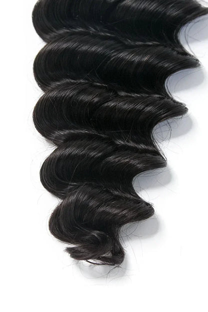 Double Drawn Feather Crochet Hair Extension Loose Deep Wave Human Hair Double-Strand