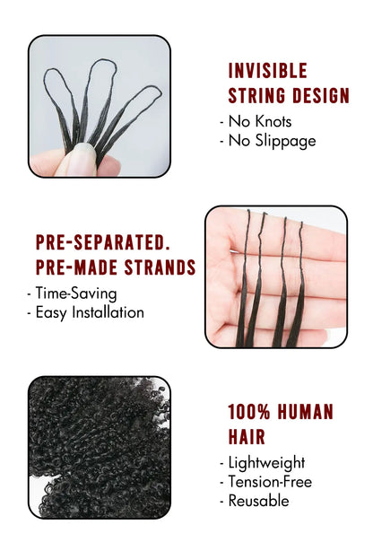 Double Drawn Feather Crochet Hair Extension Tight Curly Human Hair Double-Strand