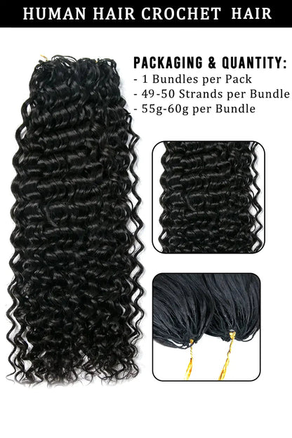 Double Drawn Feather Crochet Hair Extension Water Wave Human Hair Double-Strand