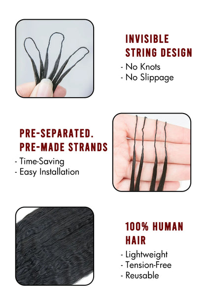 Double Drawn Feather Crochet Hair Extension Wet and Wavy Human Hair Double-Strand