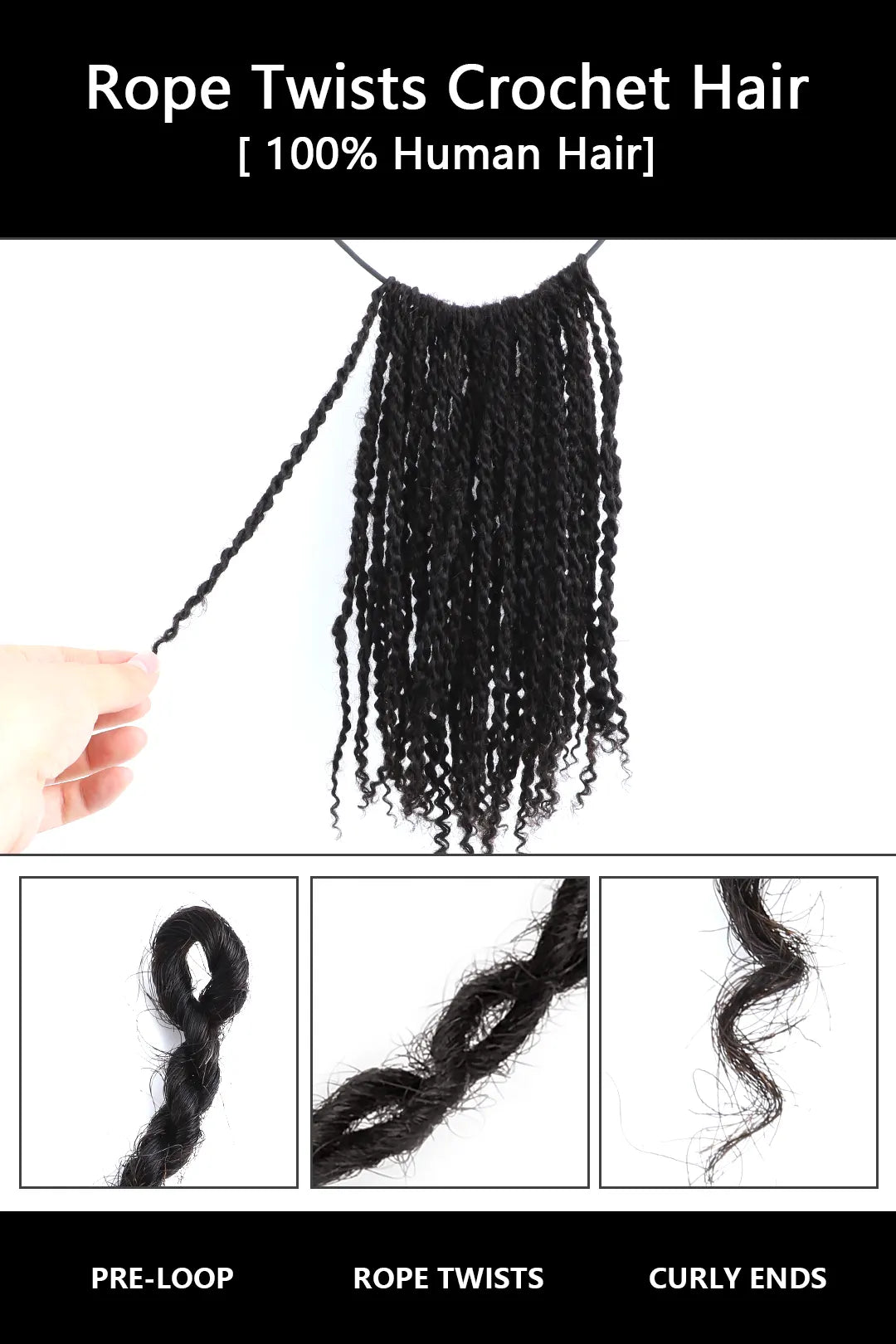 Goddess Senegalese Twists with Curly Ends Pre-looped Human Hair