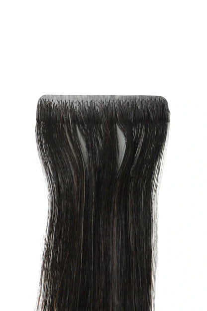 Hand Tied Tape-In Hair Extensions Straight Black Human Hair 20 Pcs