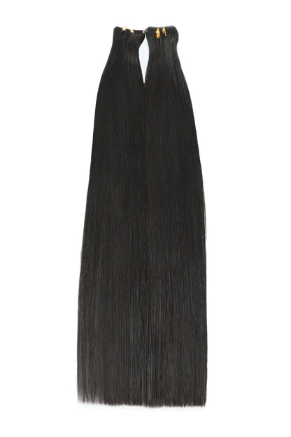 Hand Tied Tape-In Hair Extensions Straight Black Human Hair 20 Pcs