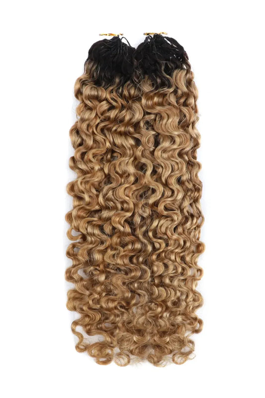 Honey Blonde Ombre Water Deep Wave Feather Crochet Hair - T1B/27 Human Hair
