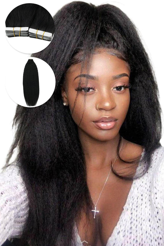 Invisible YaKi Tape In Hair Extensions For Black Fine Hair