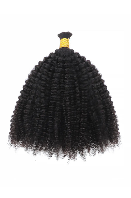 Single Drawn Kinky Curly Bulk Human Hair Natural Black