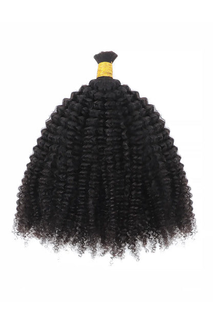 Double Drawn Kinky Curly Bulk Human Hair Natural Black