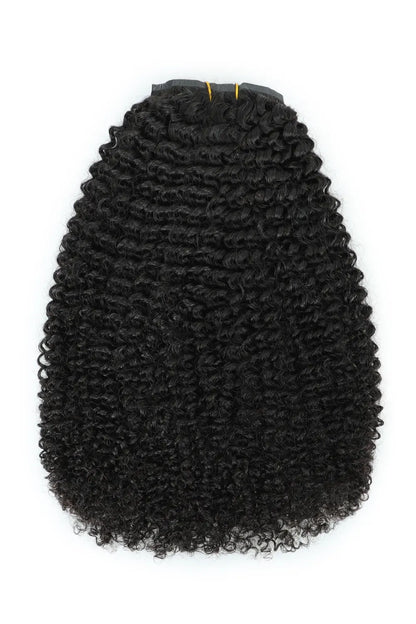 Kinky Curly Seamless Clip in Hair Extensions Natural Black 7 Pcs