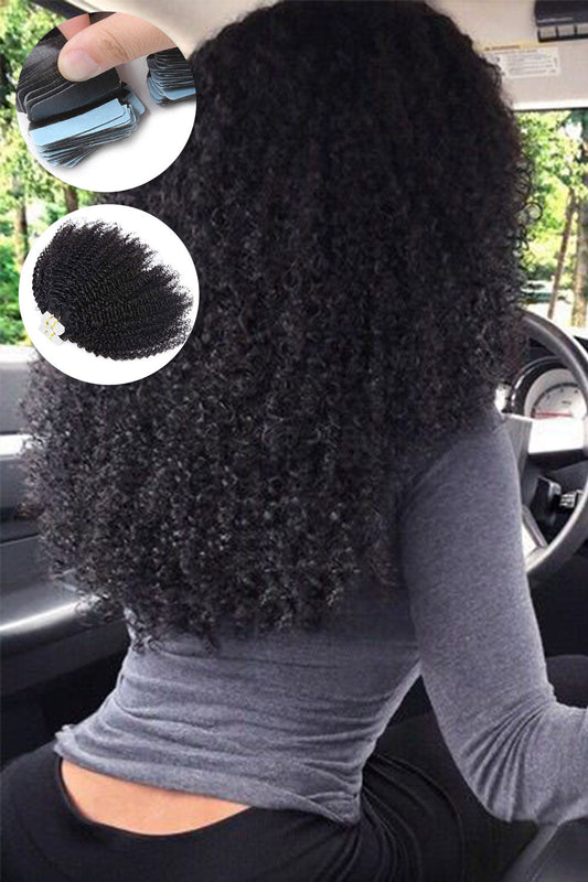 Kinky Curly Tape In Hair Extensions Human Hair For African American