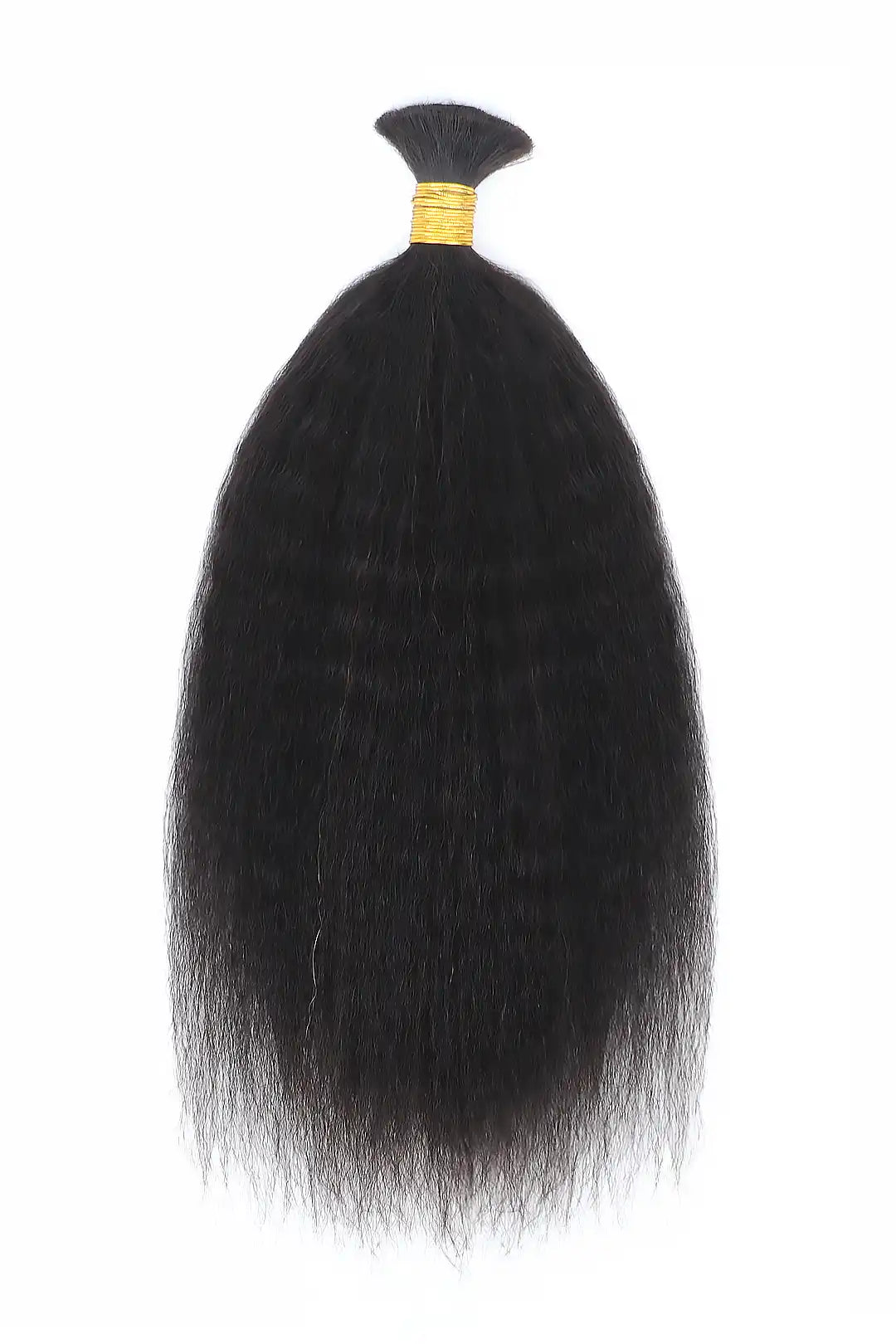 Double Drawn Kinky Straight Bulk Hair For Braiding Natural Black