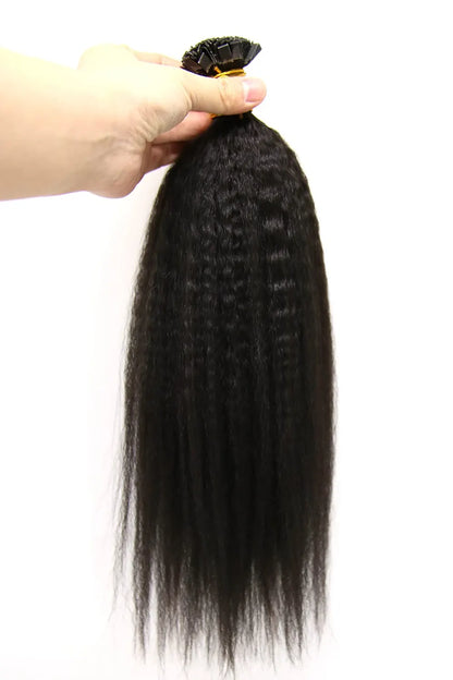 Kinky Straight | Flat-Tip | Human Hair Extension Pre-Bonded For Black Women