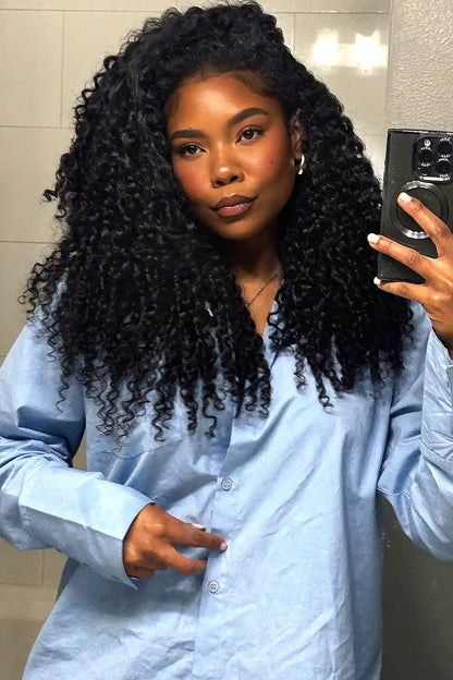 Double Drawn Burmese Curly with Spiral Curls Feather Crochet Human Hair Extension FE33 60g