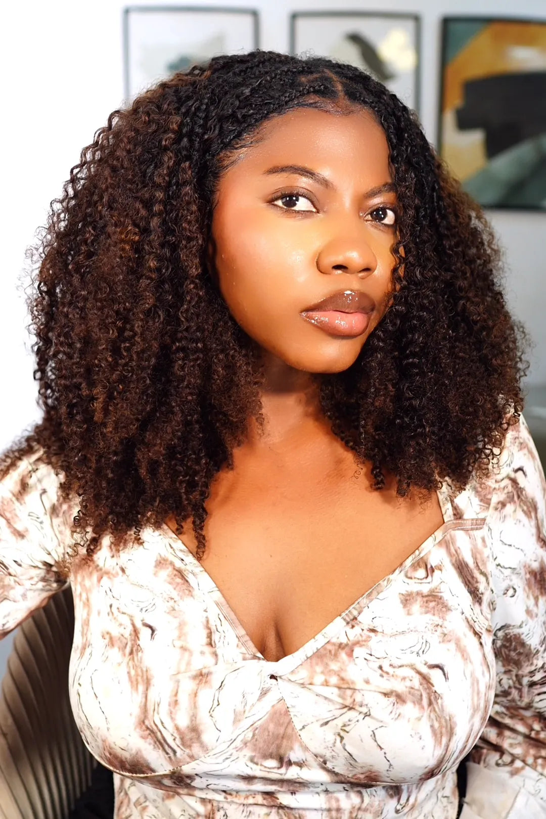 Double Drawn #1B/4 Two-tone Color Tight Curly Feather Crochet Human Hair