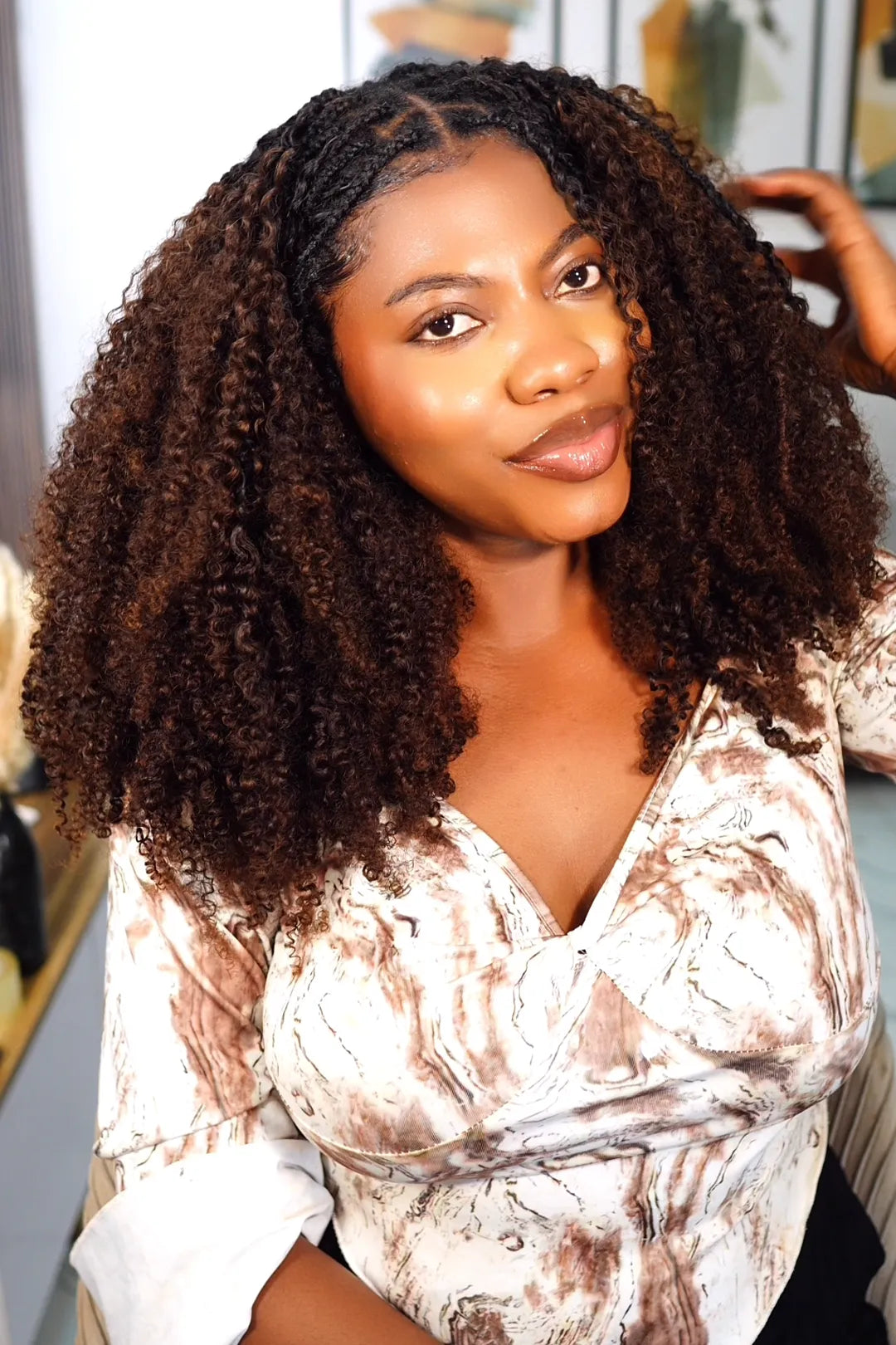 Double Drawn #1B/4 Two-tone Color Tight Curly Feather Crochet Human Hair