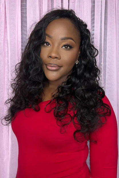 Double Drawn Feather Crochet Hair Extension Body Wave Human Hair Double-Strand