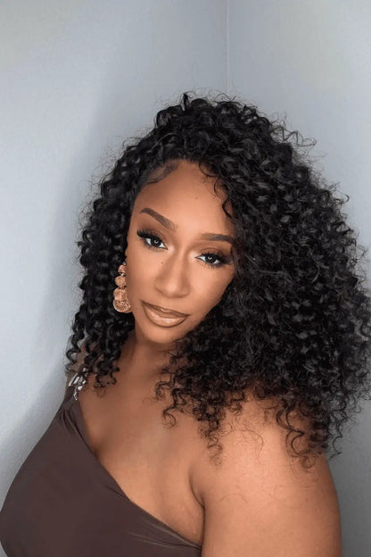 Double Drawn Feather Crochet Hair Extension Deep Wave Human Hair Double-Strand