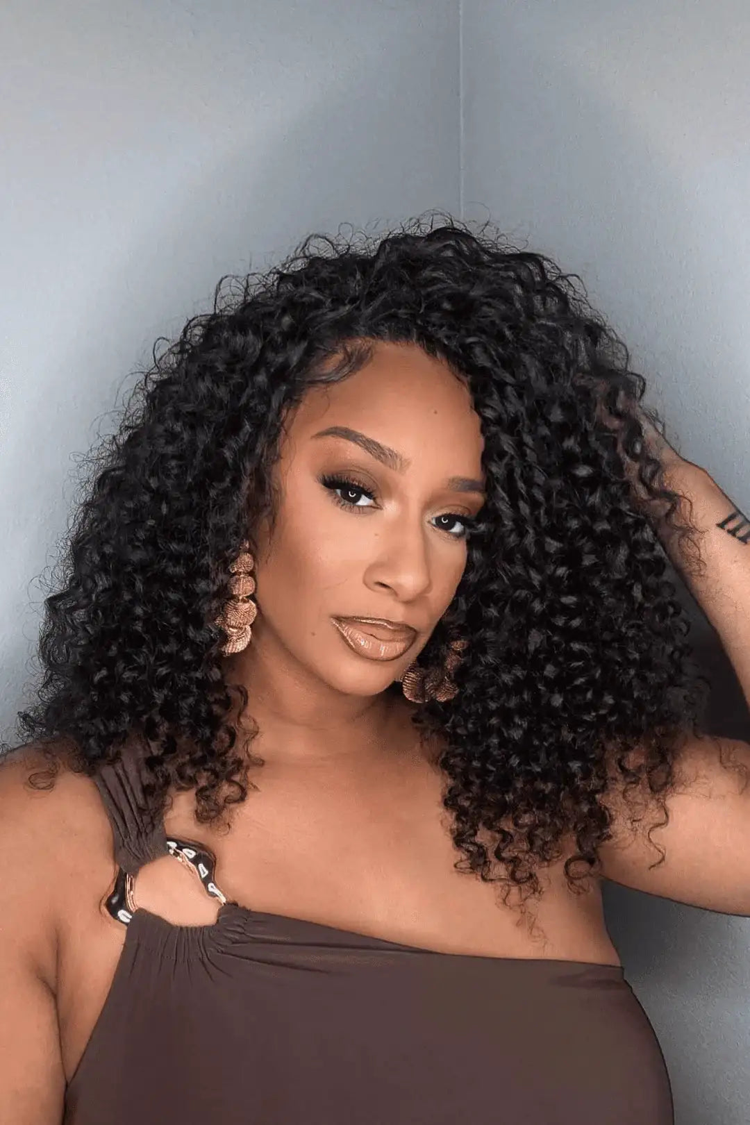Double Drawn Feather Crochet Hair Extension Deep Wave Human Hair Double-Strand