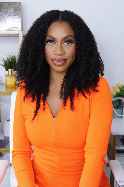 Double Drawn Feather Crochet Hair Extension Tight Curly Human Hair Double-Strand