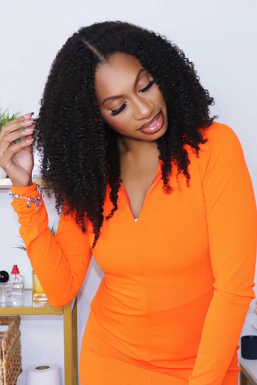 Double Drawn Feather Crochet Hair Extension Tight Curly Human Hair Double-Strand