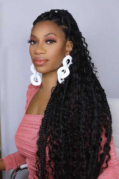 Double Drawn Water Wave Bulk Hair For Braiding Natural Black