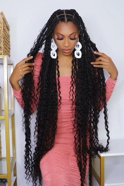 Double Drawn Water Wave Bulk Hair For Braiding Natural Black