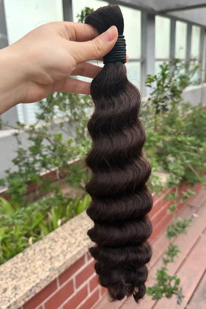 #2 Dark Brown Color Deep Wave Bulk Braiding Hair Extensions BU13