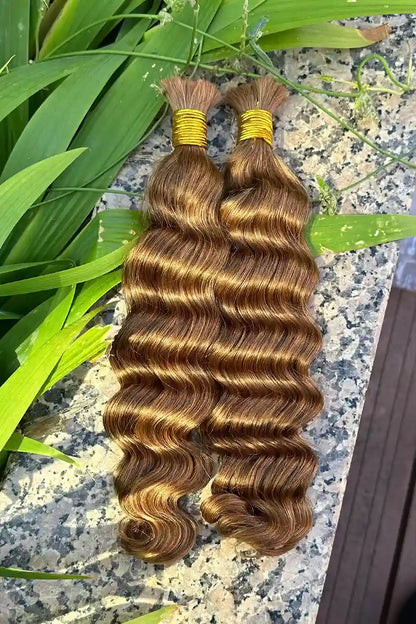 Double Drawn #30 Medium Auburn Brown Bulk Hair Loose Wave BU66