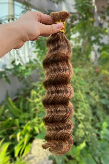 Double Drawn #30 Medium Auburn Brown Bulk Hair Loose Wave BU66