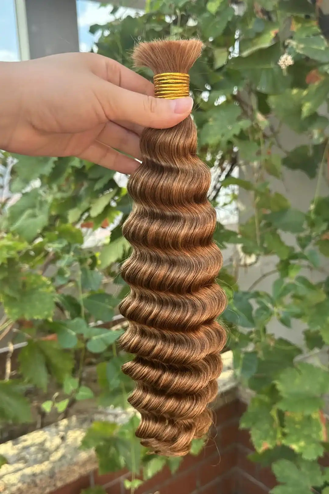 Double Drawn  #30a Light Auburn Bulk Hair Deep Wave BU46