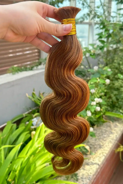 Double Drawn #30 Auburn Brown Body Wave Bulk Hair BU60