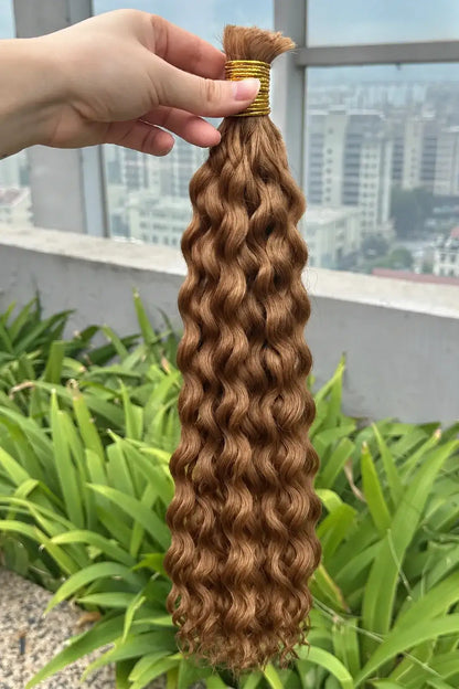 Double Drawn Light Auburn #30a Color Water Wave Bulk Hair